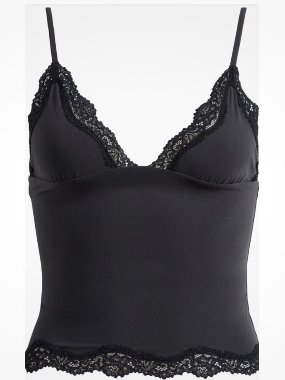 Skims Fits Everybody Lace Triangle Cami Tank Top in Onyx size Large